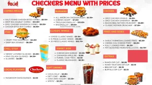 checkers menu with price